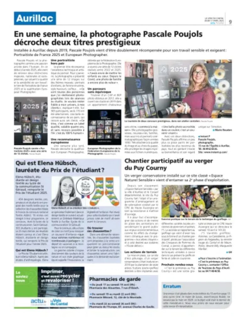 article presse publié dans la voix du cantal concours textile addict 2025