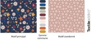 gamme couleurs du concours 2026 avec un motif principal et un motif coordonné