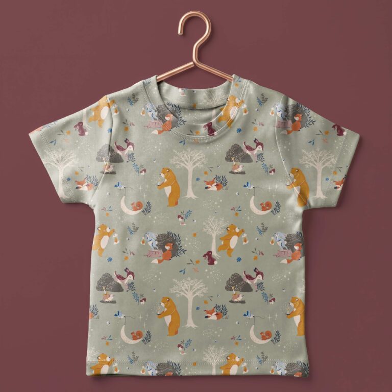 tshirt enfant imprimé avec le tissu lauréat du concours textileaddict 2026 prix du public